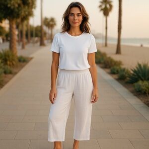 by & by White Capris with Relaxed Fit
